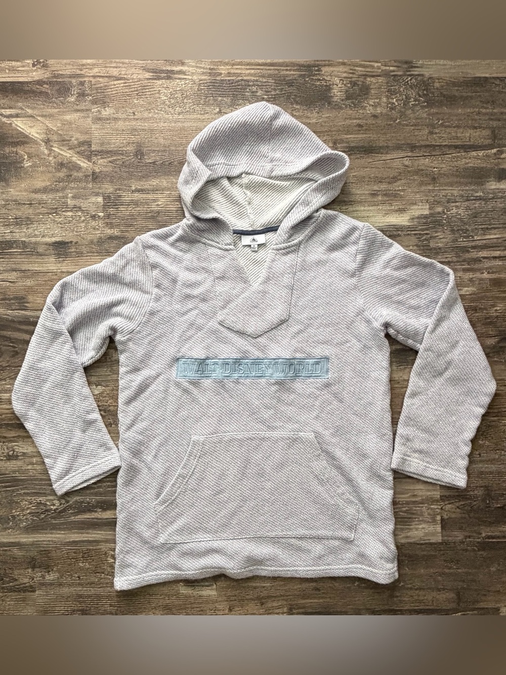 Walt Disney World light blue-gray knit long sleeve hooded sweater women’s medium